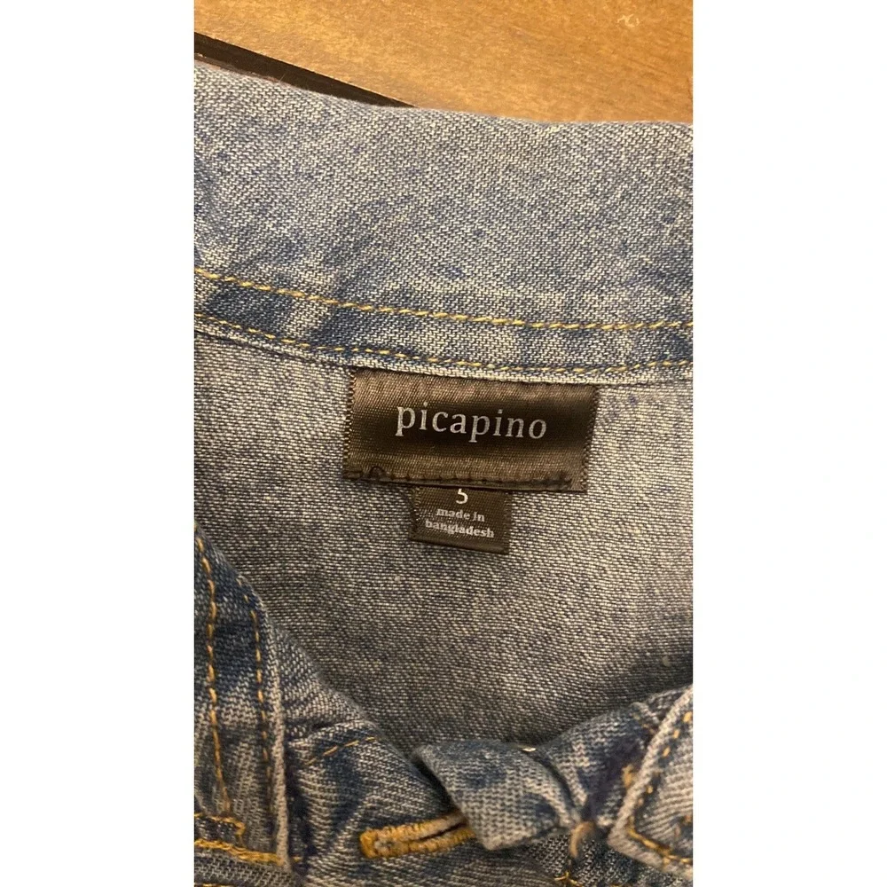 Picapino Youth Denim Jacket Button‎ Up Size 5 Light Wash Lightweight